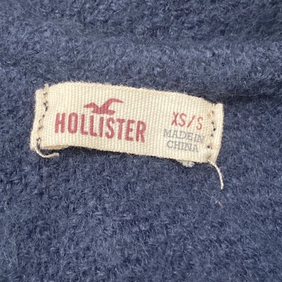 HOLLISTER Poncho Women's Navy Blue Multi Color Blanket Fringe Hem XS/S - Picture 8 of 10